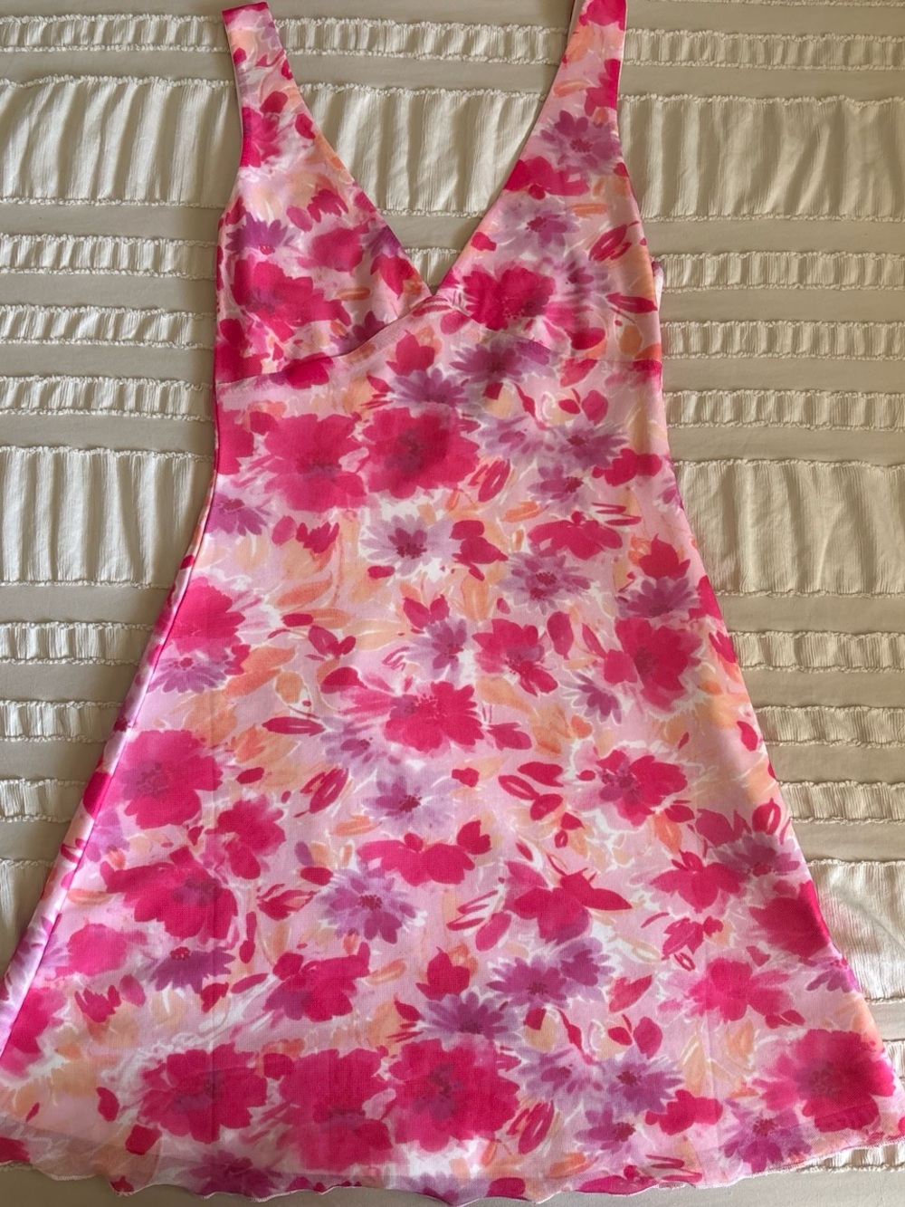 Princess Polly Pink Floral V-Neck Mini Dress